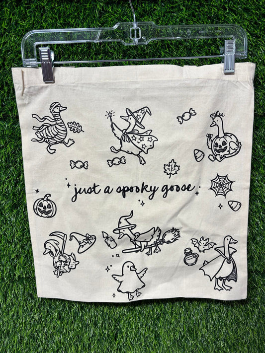 Just a Spooky Goose Doodle Tote Bag